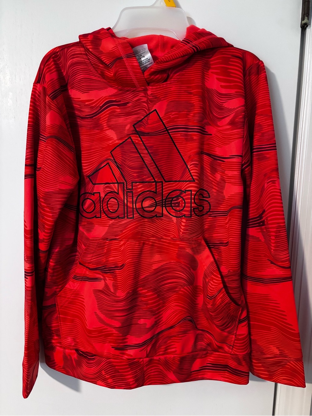 adidas Red Wave Print Pullover Hoodie